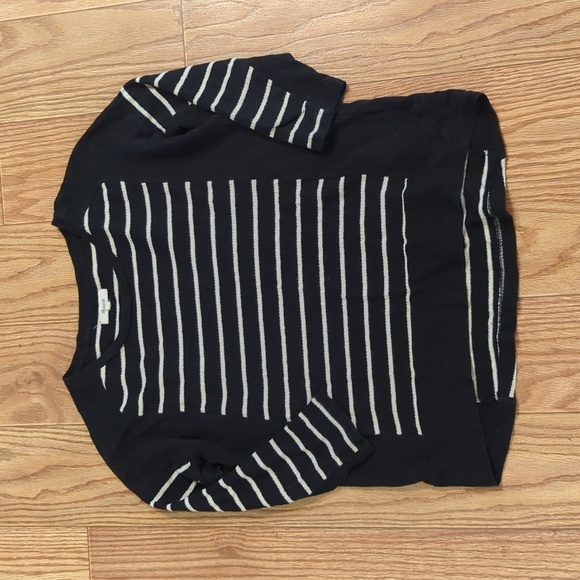 Madewell black and cream 3/4 sleeve lightweight sweater round neck size medium - Picture 1 of 4